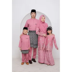 SET FAMILY WALINONG SARI | KURUNG WALINONGSARI DUSTY PINK BY MOFF COLLECTION