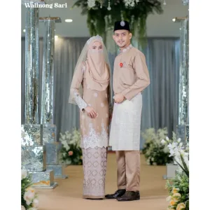 BAJU KURUNG SONGKET | BAJU KURUNG Bridal Set Walinong Sari In MOCHA | Full set 6 Item | Tunang | Nikah BY MOFF2U
