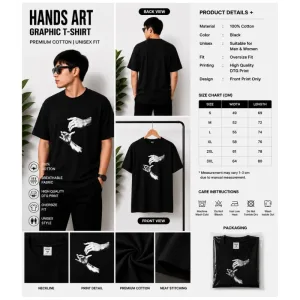 Hands Art Graphic Oversize T-Shirt