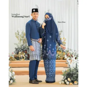 MOFF Bridal Set BAJU KURUNG SONGKET | KURUNG Walinong Sari In Navy Blue | Nikah Kahwin |Tunang | Full set Kurung Moden