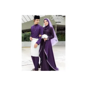 MOFF Bridal Set BAJU DRESS Qaisara In Dark Purple | Nikah Kahwin |Tunang | Full set Kurung Moden