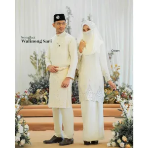 MOFF Bridal Set BAJU KURUNG Walinong Sari In Cream | Nikah Kahwin |Tunang | Full set Kurung Moden SONGKET