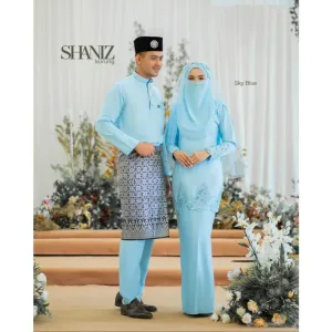 MOFF Bridal Set BAJU KURUNG MODEN Shaniz In Sky Blue | BAJU KURUNG LACE | Nikah Kahwin |Tunang | Full set Kurung Moden