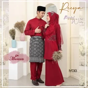 8 ITEM DALAM 1 HARGA FULL SET NIKAH BAJU KURUNG REEYA MAROON | BAJU KURUNG LACE | SET COUPLE | SET TUNANG - SET KAHWIN