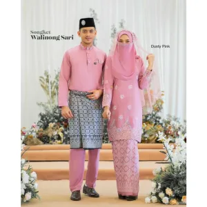 MOFF Bridal Set BAJU KURUNG SONGKET | KURUNG Walinong Sari In Dusty Pink | Nikah Kahwin |Tunang | Full set Kurung Moden
