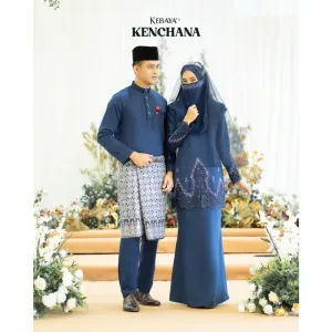 MOFF Bridal Set BAJU KEBAYA Kenchana In Navy Blue | Nikah Kahwin |Tunang | Full set Kurung Moden LACE