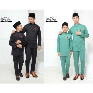 BAJU MELAYU Slim fit Bang Jago | HITAM - MINT | KIDS and Daddy warna hitam by moff2u