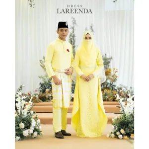 MOFF Bridal Set BAJU DRESS Lareenda In Soft Yellow | Nikah Kahwin |Tunang | Full set Kurung Moden