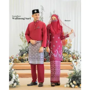 MOFF Bridal Set BAJU KURUNG SONGKET | KURUNG Walinong Sari In Maroon | Nikah Kahwin |Tunang | Full set Kurung Moden