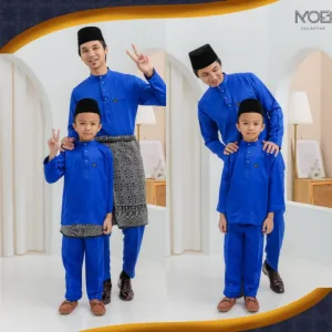 MOFF Kids & Dad BAJU Melayu Moden In Royal Blue | Sky Blue| BAJU MELAYU DEWASA | BAJU MELAYU BUDAK