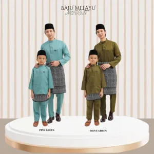 MOFF Kids & Dad BAJU Melayu Moden In Olive | Pine green | BAJU MELAYU
