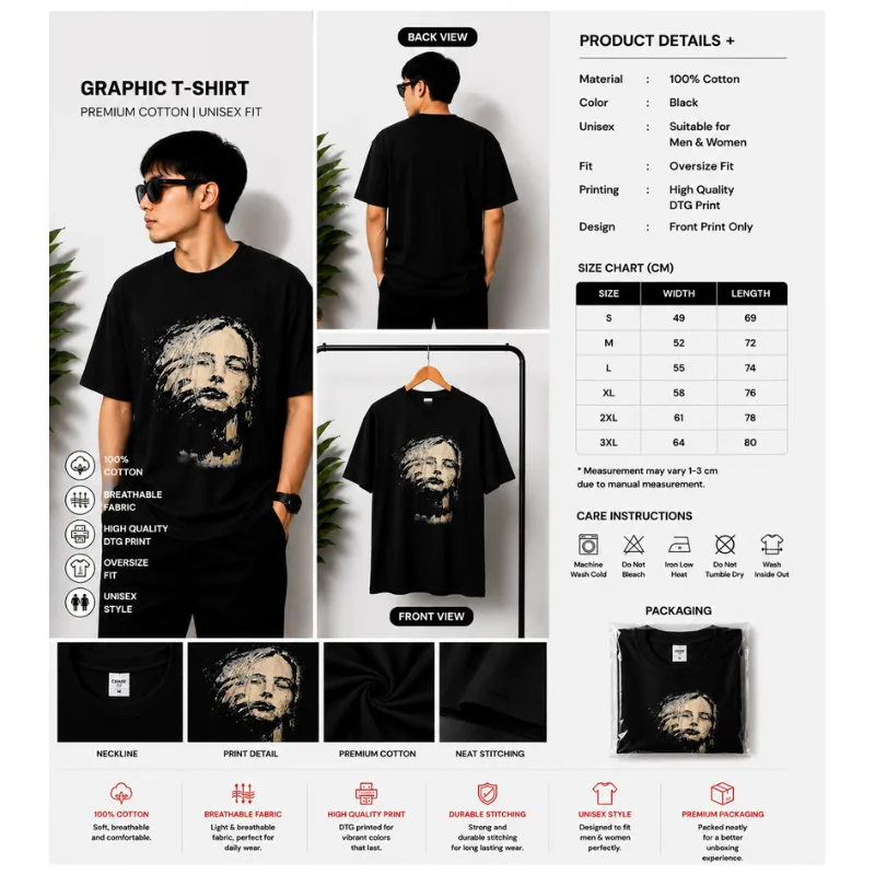 Face Graphic Oversize T-Shirt thumbnail 2