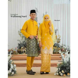 MOFF Bridal Set BAJU KURUNG Walinong Sari In Mustard | Nikah Kahwin |Tunang | Full set Kurung Moden