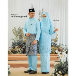 MOFF Bridal Set BAJU KURUNG SONGKET | KURUNG Walinong Sari In Sky Blue | Nikah Kahwin |Tunang | Full set Kurung Moden