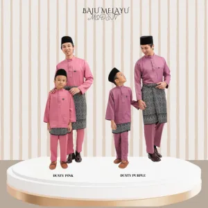 MOFF Kids & Dad BAJU Melayu Moden In Dusty Purple | Dusty Pink | BAJU MELAYU DEWASA | BAJU MELAYU BUDAK