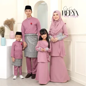 SET FAMILY BAJU KURUNG REEYA DUSTY PURPLE | BAJU MELAYU KID | DADDY RAYA 2023 | BAJU KURUNG LACEBY MOFF2U