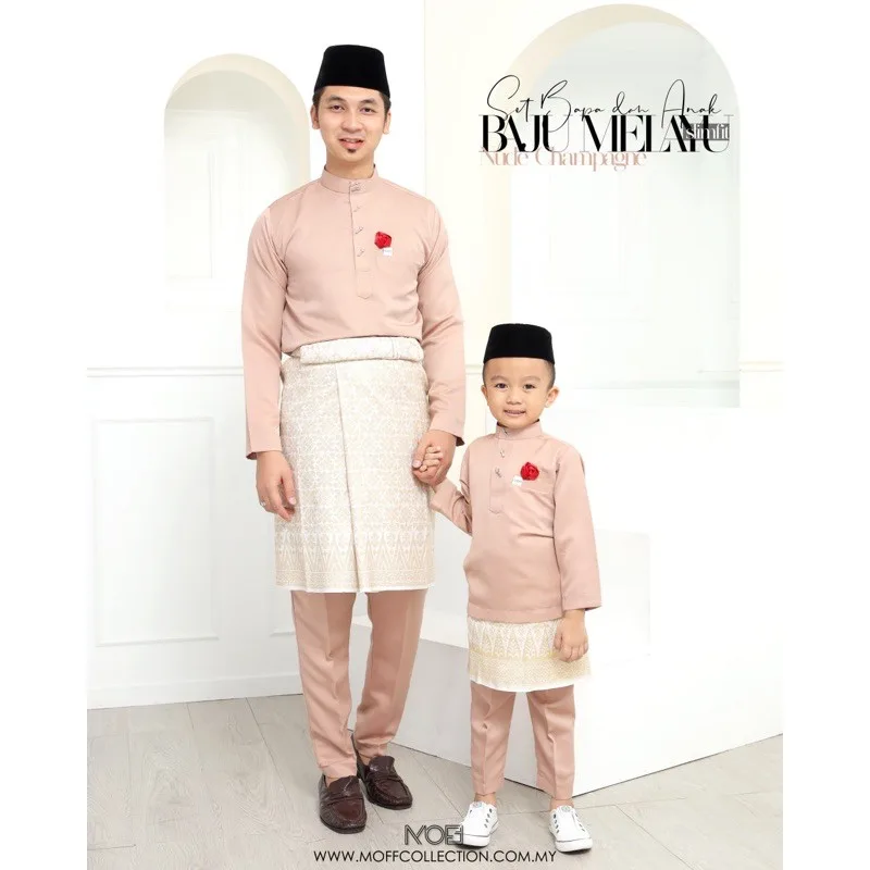 MOFF BAJU MELAYU Dad And Kids Baju Melayu Slimfit Nude Champagne thumbnail 4