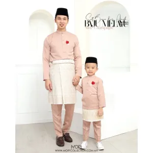 MOFF BAJU MELAYU Dad And Kids Baju Melayu Slimfit Nude Champagne