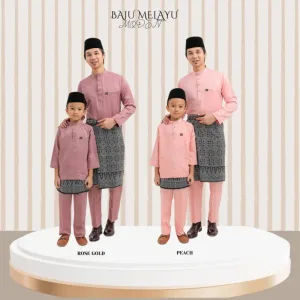 MOFF Kids & Dad BAJU Melayu Moden RoseGold | Peach | BAJU MELAYU DEWASA | BAJU MELAYU BUDAK