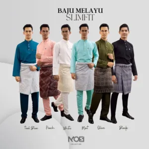 MOFF Baju Melayu slim Fit |Slimfit Sakura Off white | BAJU MELAYU DEWASA 6 WARNA