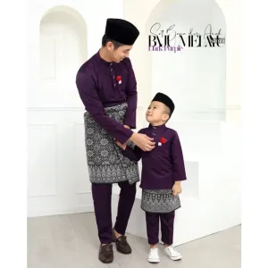 MOFF Baju Melayu Slim Fit Sakura Slimfit in Dark Purple Raya 2024 | BAJU MELAYU DEWASA | BAJU MELAYU BUDAK | BAJU RAYA