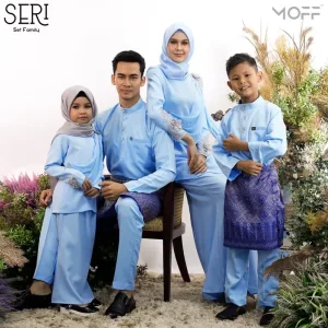 BAJU Seri BAJU Kurung In Baby Blue | Set Family Kurung Lace BY MOFF2U