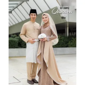 (8 Item Dalam 1 Harga) Bridal Set BAJU DRESS Qaisara In Mocha | Nikah Kahwin |Tunang | Full set dress BY MOFF COLLECTION
