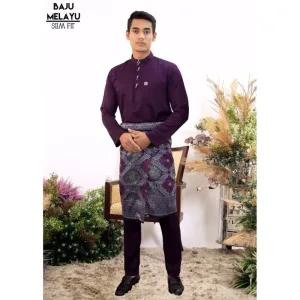 BAJU MELAYU Sakura Slimfit In Dark Purple | baju melayu slim fit BY MOFF COLLECTION