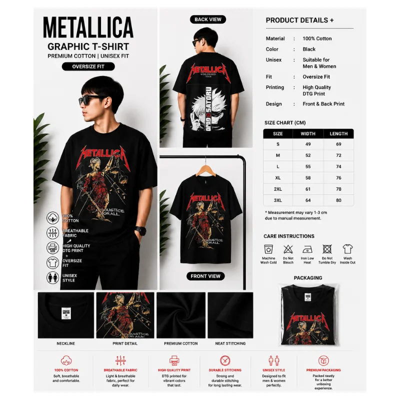 Metallica Anime Graphic T-Shirt thumbnail 2