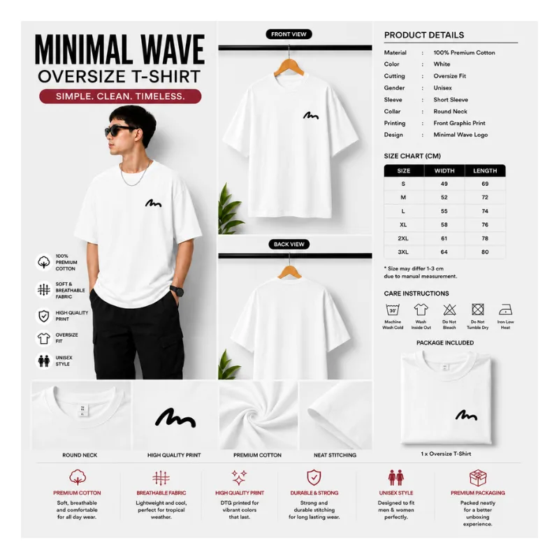 Minimal Wave Oversized T-Shirt thumbnail 2