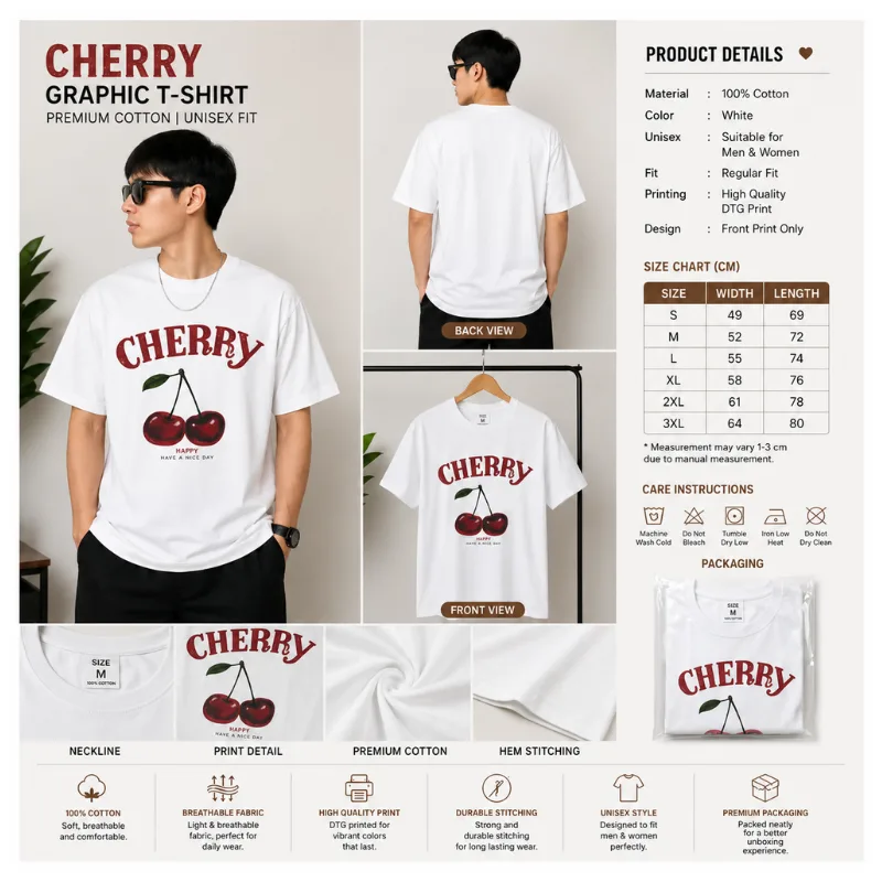 Cherry Graphic Oversize T-Shirt thumbnail 3