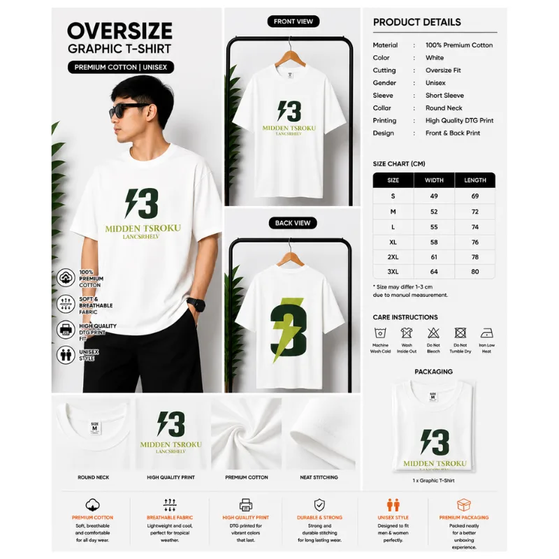 Lightning Number 3 Streetwear T-Shirt thumbnail 2