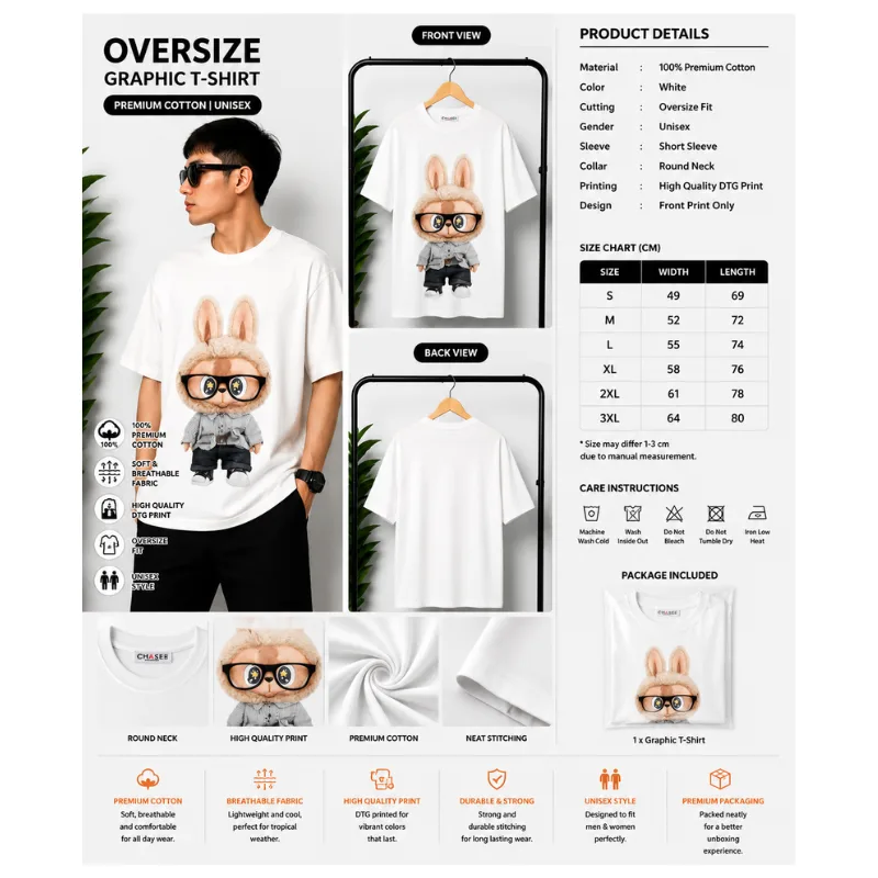 Bunny Graphic Oversize T-Shirt thumbnail 2