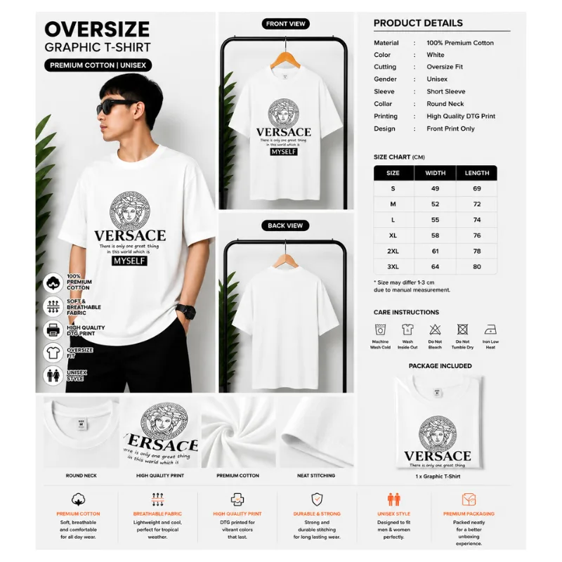 Versace Graphic Oversize T-Shirt thumbnail 2