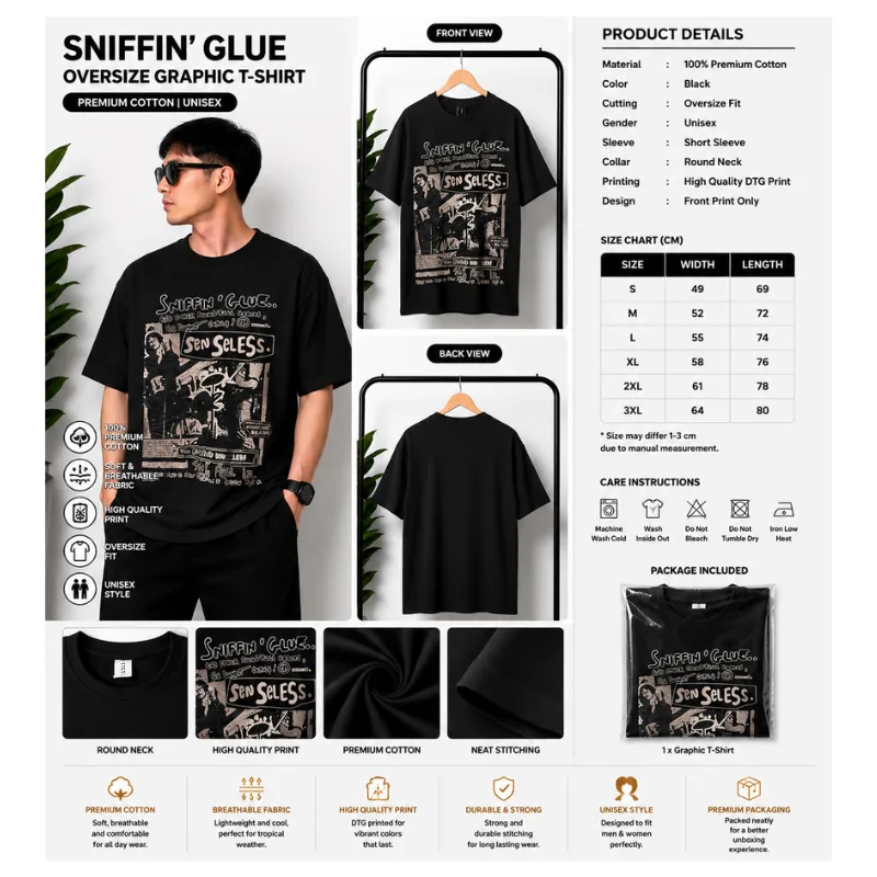 Sniffin Glue Oversize Graphic T-Shirt thumbnail 2