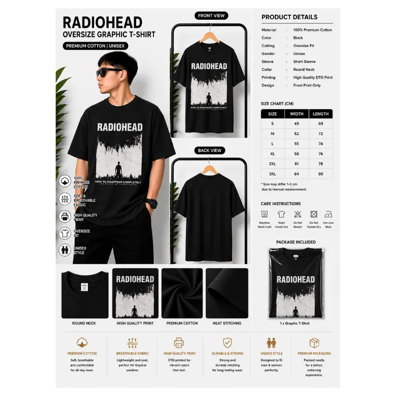 Radiohead Oversize Graphic T-Shirt thumbnail 2