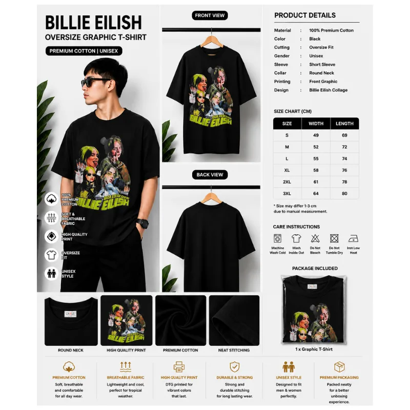 BILLIE EILISH OVERSIZE GRAPHIC T-SHIRT thumbnail 2