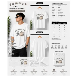 Summer Fun Cat Oversize T-Shirt