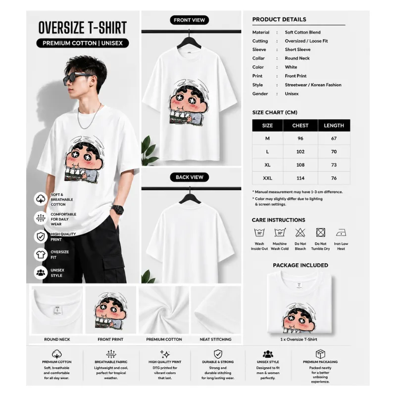 Shinchan Cartoon Oversize T-Shirt thumbnail 3