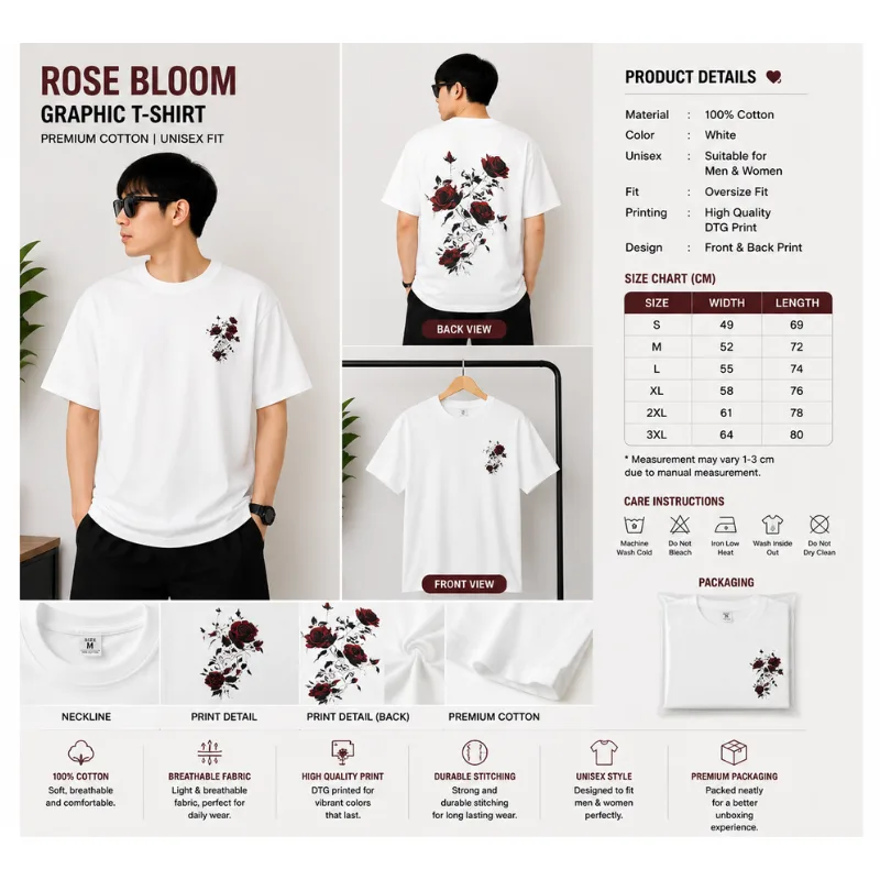 Rose Bloom Graphic T-Shirt thumbnail 3