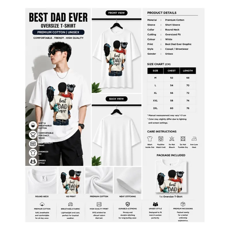 BEST DAD EVER OVERSIZE T-SHIRT thumbnail 2