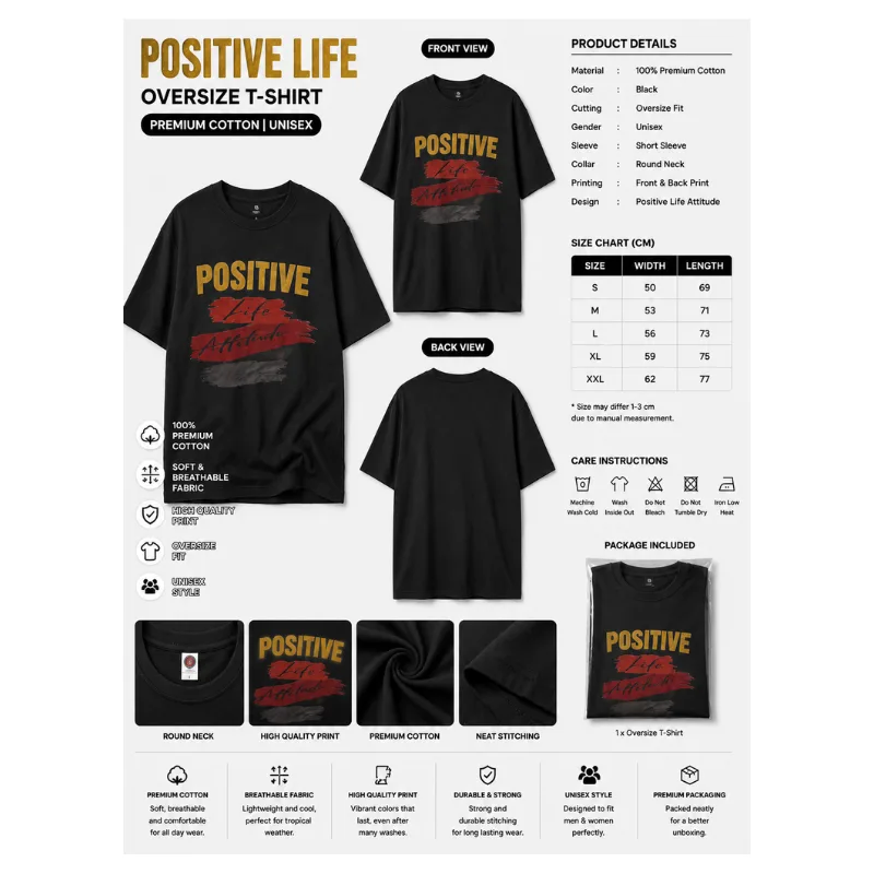 POSITIVE LIFE Oversize T-Shirt thumbnail 2