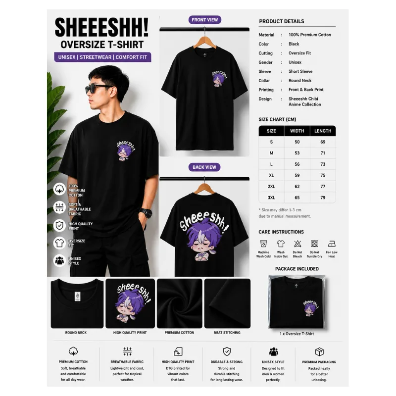 SHEEESHH! Oversize Anime T-Shirt thumbnail 2