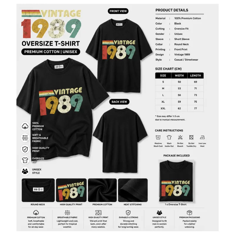 Vintage 1989 Oversize T-Shirt thumbnail 2