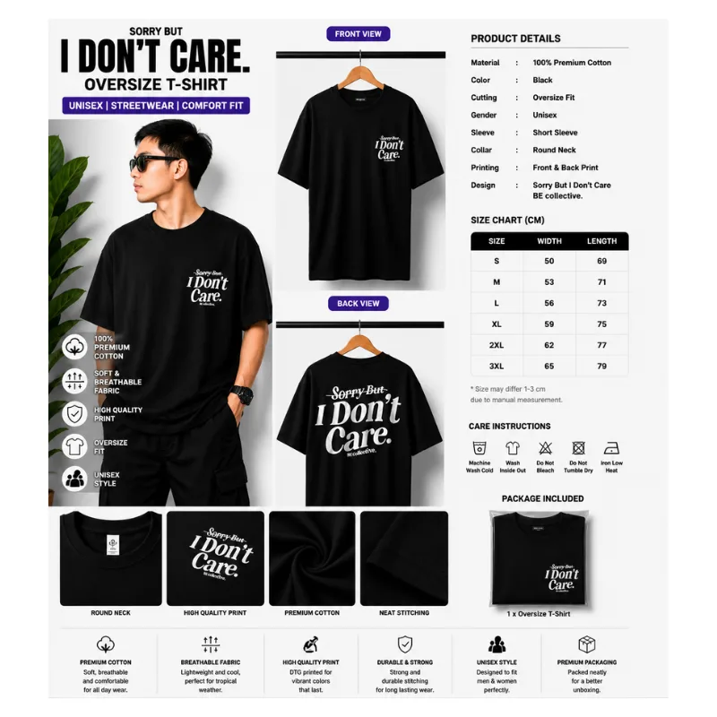 Sorry But I Don’t Care Oversize T-Shirt thumbnail 2
