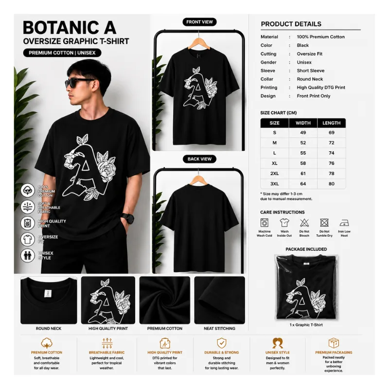 BOTANIC A OVERSIZE GRAPHIC T-SHIRT thumbnail 2