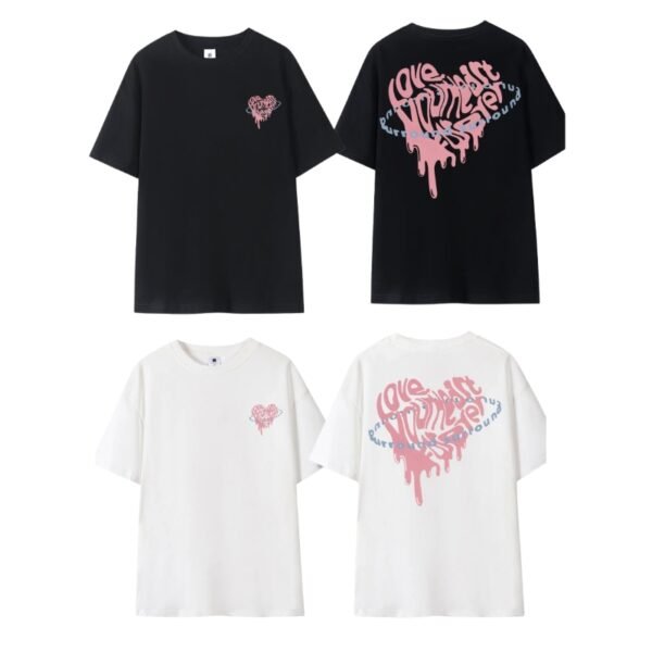 Graffiti Heart Pink Print T-shirt