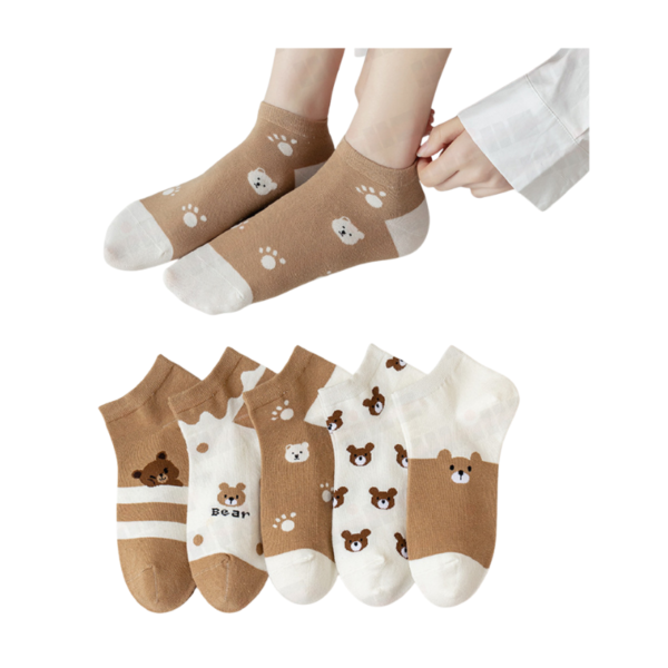 Cute Pastel Ankle Socks (5 Pairs / Set)