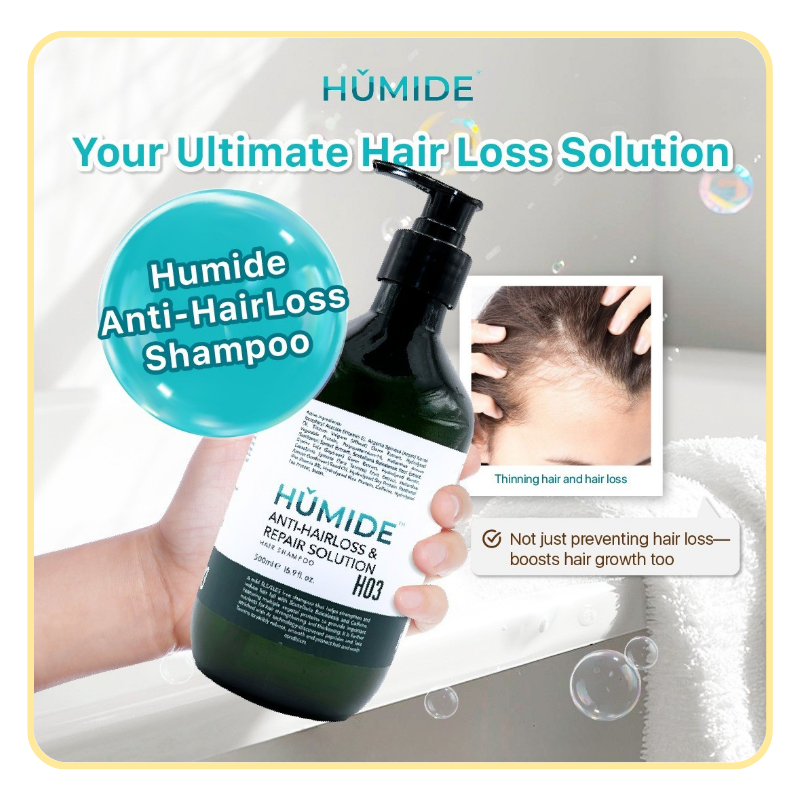 3-2.png HUMIDE Anti-Hair Loss & Repair Solution Shampoo | Strengthens & Restores Damaged Hair (500 ml) - Image 1