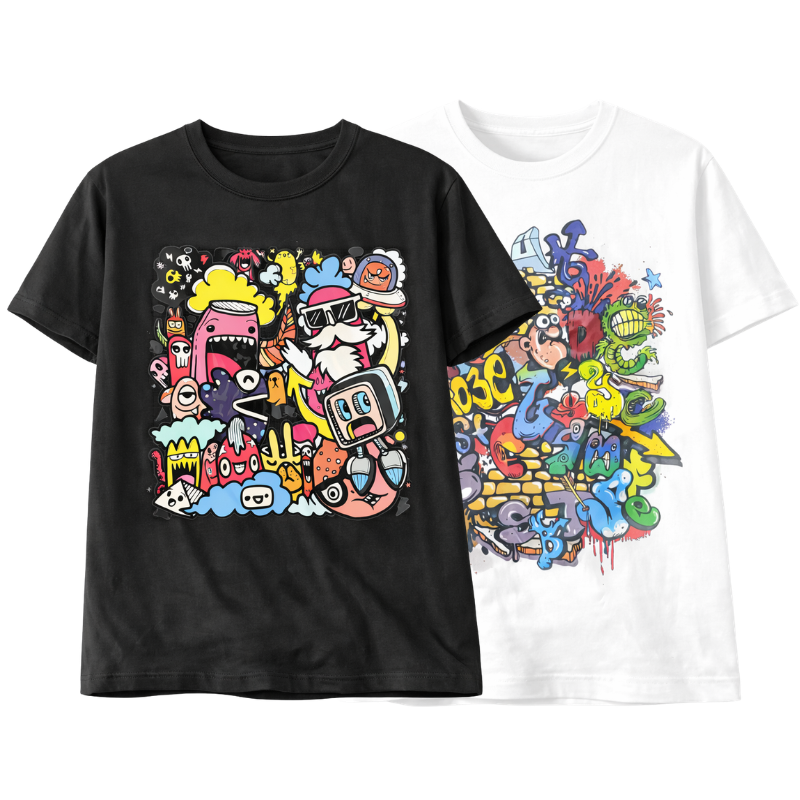 465.png Unisex Cartoon Doodle Graphic T-Shirt - Image 1